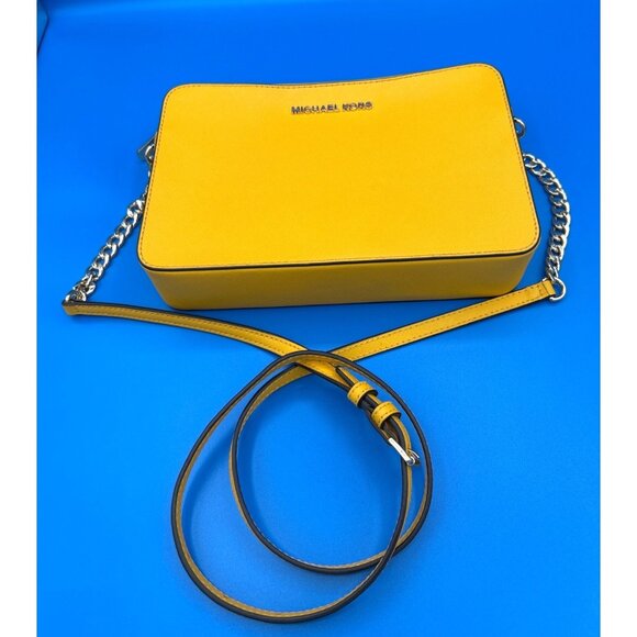 Michael Kors Handbags - Michael Kors Yellow Saffiano Leather Crossbody Bag with Adjustable Buckle Strap